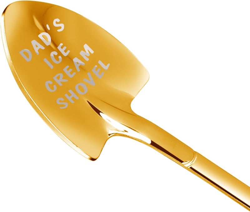 stormroo Gifts for Dad Stocking Stuffers for men dad father gifts Men Ice Cream Spoon Scoop for Ice Cream Lovers , Gifts for men Funny Engraved Stainless Steel Spoon Shovel, Birthday Fathers Gifts (Golden) - Image 1